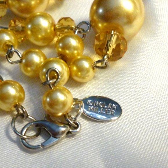 Nolan Miller Necklace Gold Shell Pearls & Crystals 42" 1980s NWOT Perfect - Picture 4 of 4